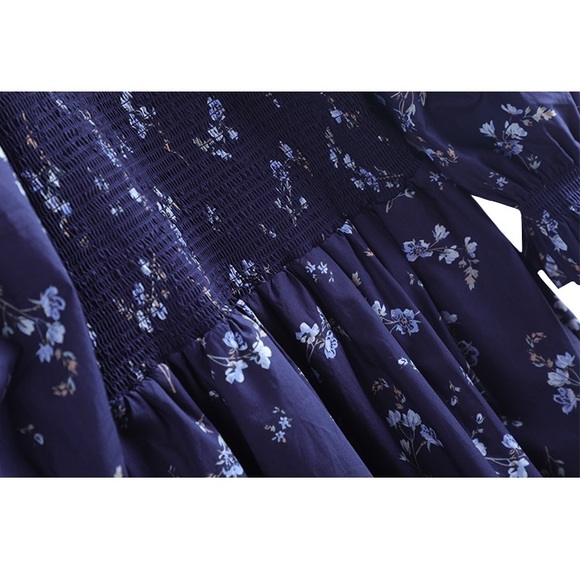 Rebecca Taylor Francine Floral Cold-Shoulder smocked Dress - Picture 6 of 7